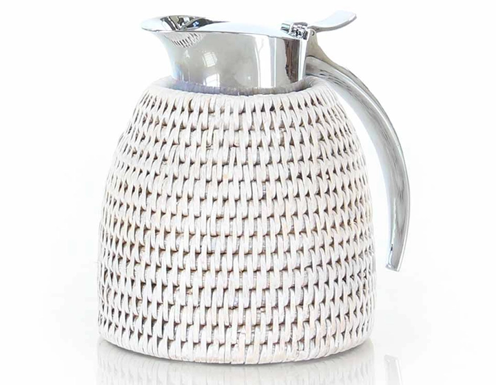 Thermos en rotin blanc 0.3 litre Thermos en rotin blanc 0.3 litre