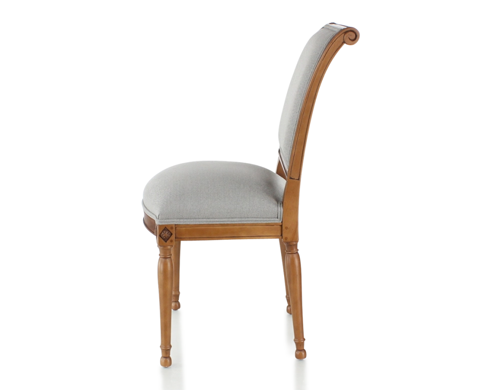 Chaise ancienne style directoire bois teinte ancienne et tissu gris clair Chaise ancienne style directoire bois teinte ancienne et tissu gris clair