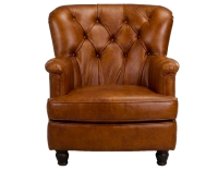Chesterfield leather armchair medium light brown back
