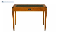 Bureau marine 1 tiroir bois teinte merisier et cuir vert