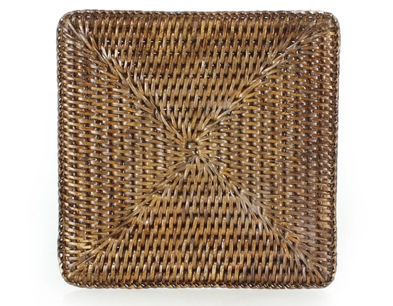 Dessous de plat carré en rotin brun