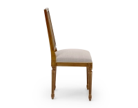 Chaise ancienne style Louis XVI dossier canné assise tissu gris clair Chaise ancienne style Louis XVI dossier canné assise tissu gris clair