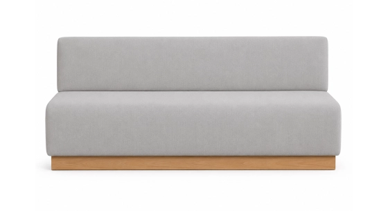 Banco socle de roble natural asiento tejido beige natural