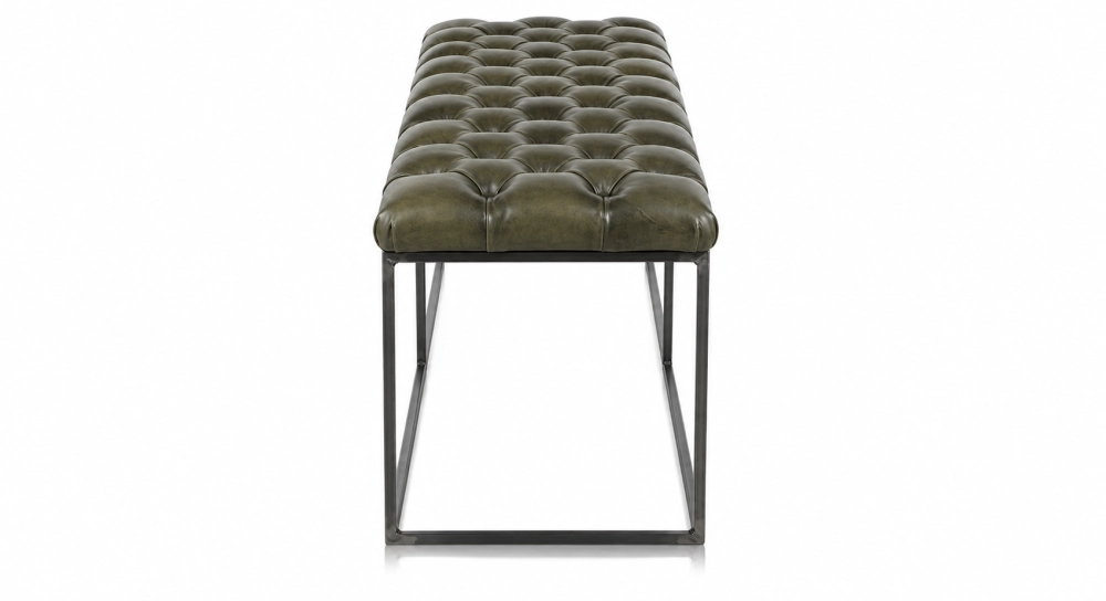 Banc Chesterfield cuir vert olive