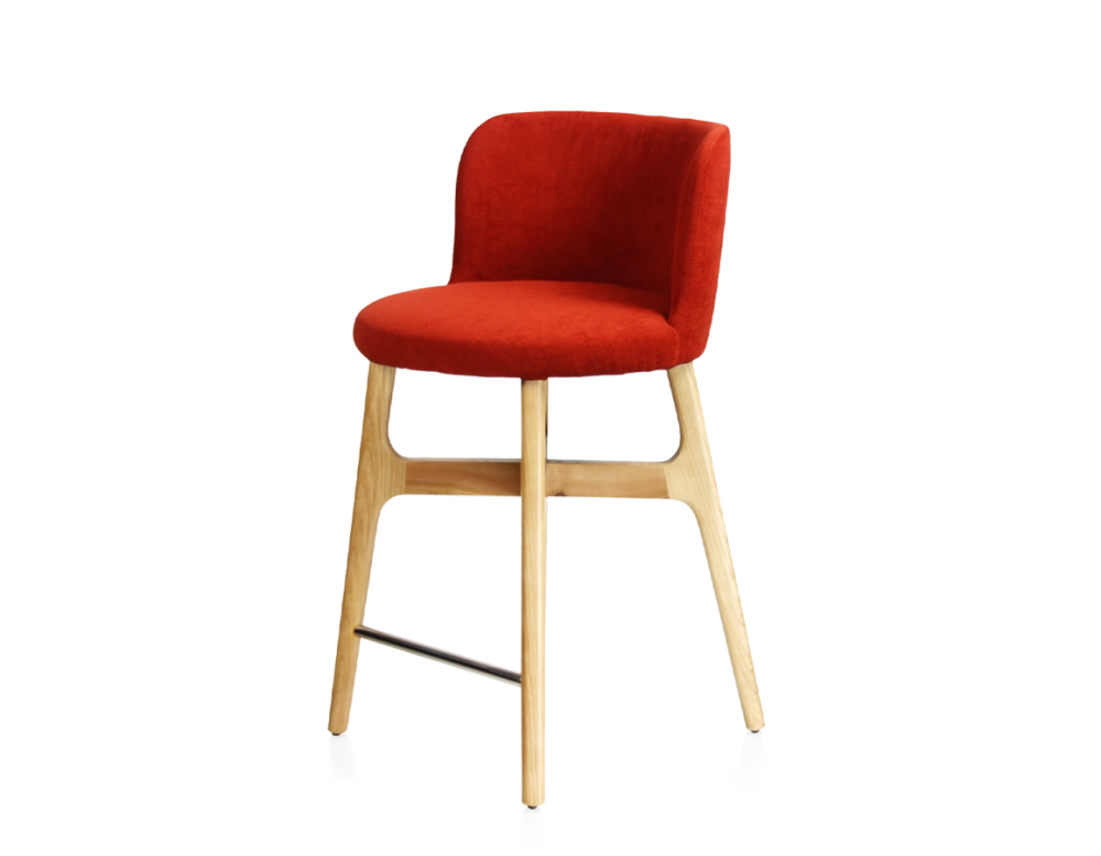 Tabouret de bar h60 cm bois teinte naturelle assise tissu orange brulé Tabouret de bar h60 cm bois teinte naturelle assise tissu orange brulé