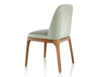 Chaise design bois teinte merisier et cuir cuir vert sauge Chaise design bois teinte merisier et cuir cuir vert sauge