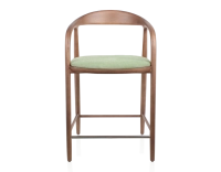 Tabouret de bar H60 cm bois teinte noyer et tissu vert Tabouret de bar H60 cm bois teinte noyer et tissu vert