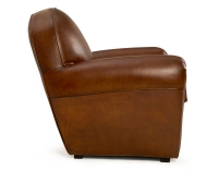 Leather club armchair vintage brown piped armrests Leather club armchair vintage brown piped armrests