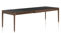 Table extensible 8 à 14 personnes en chêne et céramique allonges céramique avec bois teinte marron foncé et plateau et allonges céramique effet ardoise 210x100 cm Table extensible 8 à 14 personnes en chêne et céramique allonges céramique avec bois teinte marron foncé et plateau et allonges céramique effet ardoise 210x100 cm