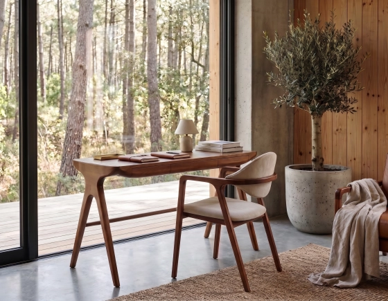 Bureau scandinave grand modèle bois teinte merisier L115 cm