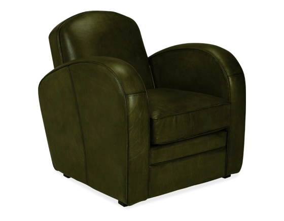 Fauteuil club cuir vert olive