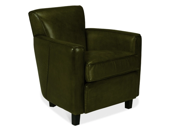Fauteuil club cuir vert olive