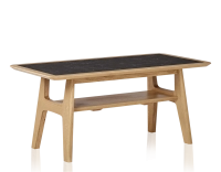 Rectangular coffee table in oak and ceramic with natural stained wood, slate effect ceramic top 100x50 cm Rectangular coffee table in oak and ceramic with natural stained wood, slate effect ceramic top 100x50 cm