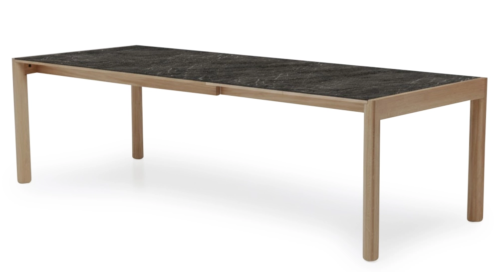 Table extensible 8 à 12 personnes en chêne et céramique allonges céramique bois teinte naturelle et céramique effet ardoise 180x100 cm Table extensible 8 à 12 personnes en chêne et céramique allonges céramique bois teinte naturelle et céramique effet ardoise 180x100 cm