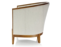 Antique armchair with moulded armrests wood stained antique and natural beige fabric Antique armchair with moulded armrests wood stained antique and natural beige fabric