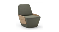 Fauteuil design sans accoudoirs chêne teinte naturelle assise tissu vert Fauteuil design sans accoudoirs chêne teinte naturelle assise tissu vert