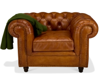 Fauteuil chesterfield cuir marron clair accoudoirs cloutés Fauteuil chesterfield cuir marron clair accoudoirs cloutés