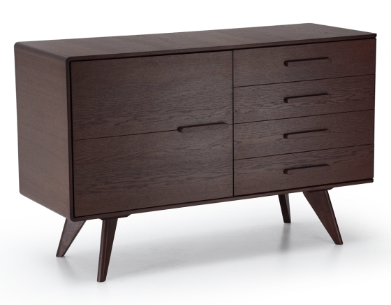 Oak 2-door sideboard dark brown stained wood