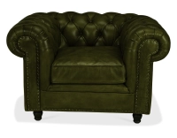 Fauteuil chesterfield cuir vert olive accoudoirs cloutés Fauteuil chesterfield cuir vert olive accoudoirs cloutés