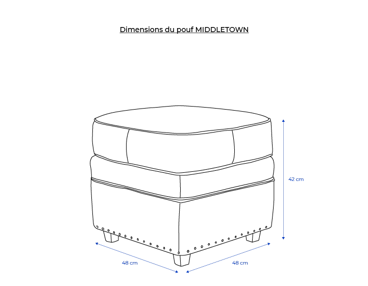 Pouf cuir marron vintage bord clouté