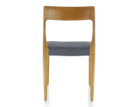 Chaise scandinave bois teinte merisier assise tissu gris Chaise scandinave bois teinte merisier assise tissu gris