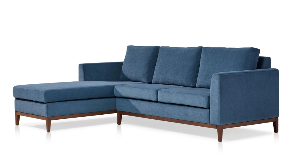 Module droit 3 places tissu bleu jean Module droit 3 places tissu bleu jean