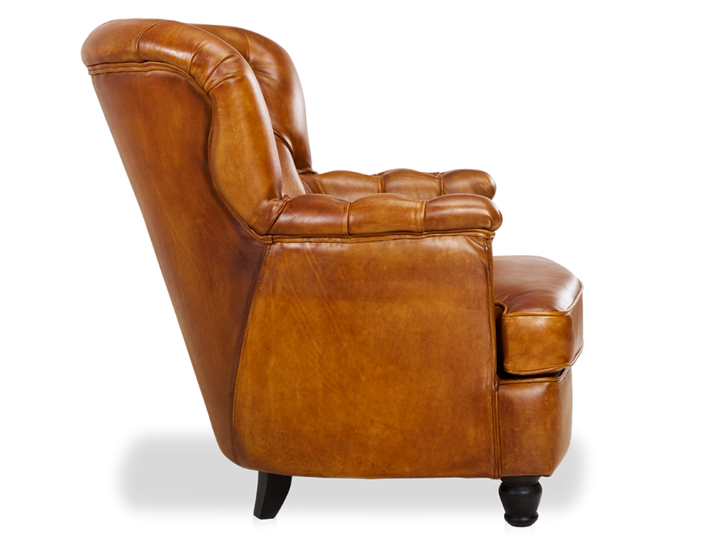 Fauteuil Chesterfield cuir cognac moyen dossier Fauteuil Chesterfield cuir cognac moyen dossier