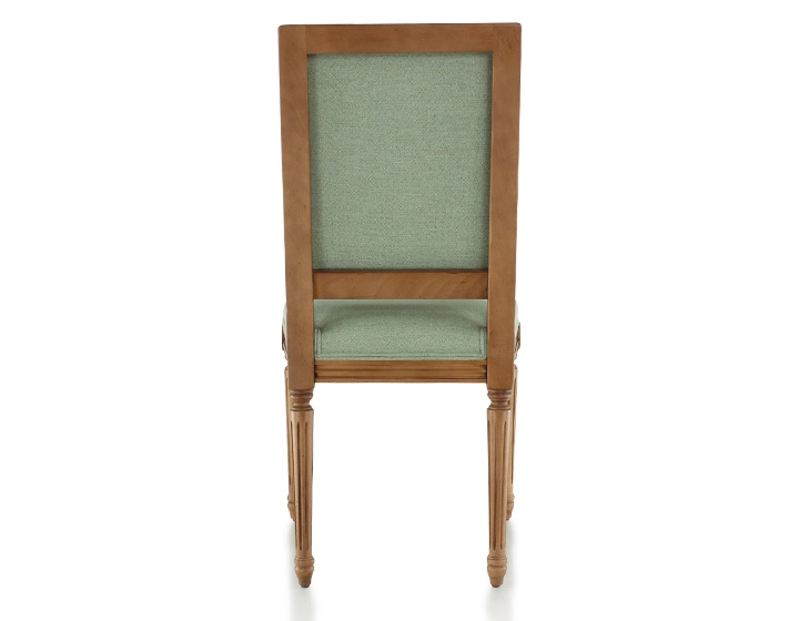 Chaise ancienne style Louis XVI bois teinte ancienne et tissu vert sauge Chaise ancienne style Louis XVI bois teinte ancienne et tissu vert sauge