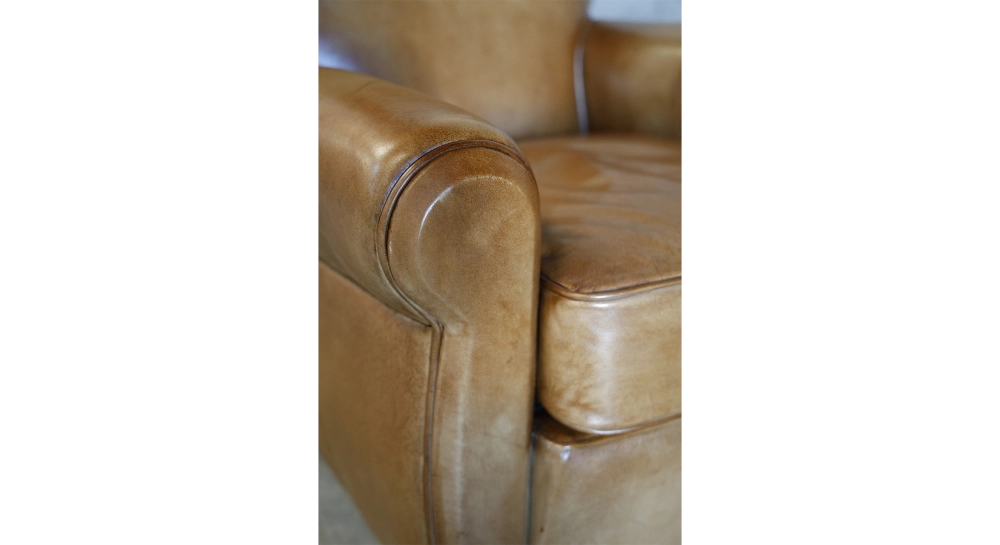Leather club armchair light brown