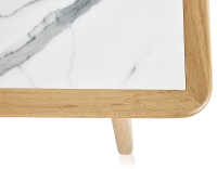 Table basse rectangulaire en chêne et céramique avec bois teinte naturelle plateau céramique effet marbre blanc 100x50 cm Table basse rectangulaire en chêne et céramique avec bois teinte naturelle plateau céramique effet marbre blanc 100x50 cm