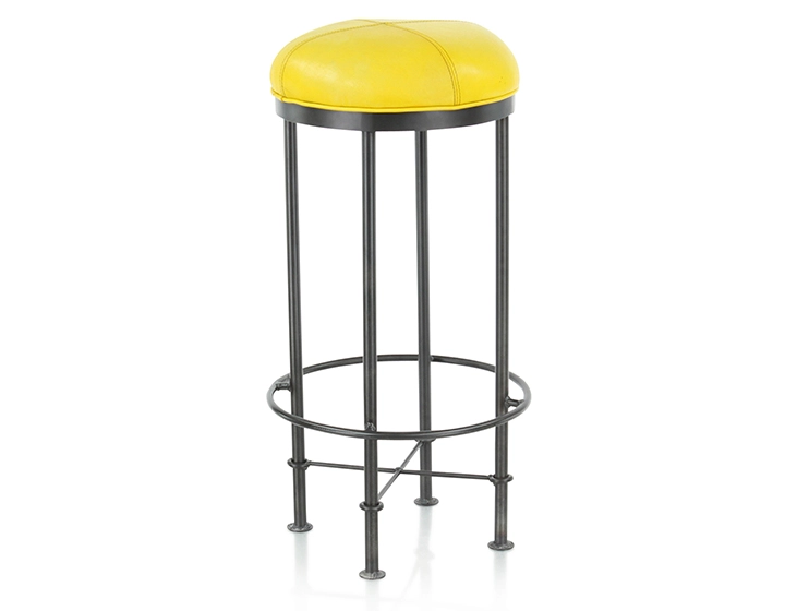 Vintage leather bar stool yellow Vintage leather bar stool yellow
