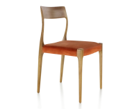 Scandinavian chair cherry-stained wood, terracotta velvet seat Scandinavian chair cherry-stained wood, terracotta velvet seat
