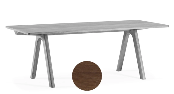 Table salle à manger en chêne 6 à 8 personnes teinte noyer plateau bois 160x100 cm