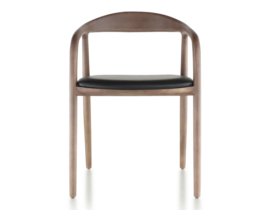 Chaise scandinave bois teinte noyer et cuir ébène
