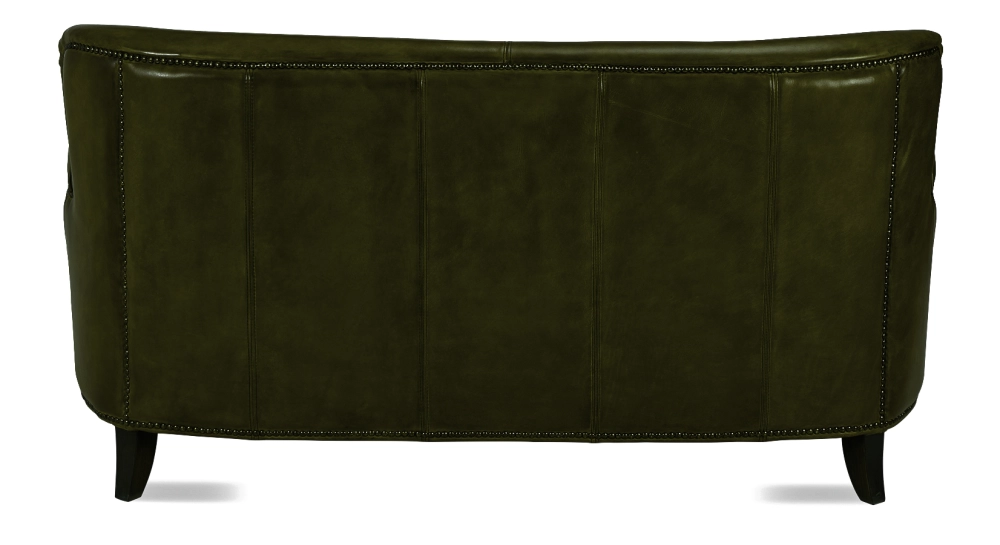 Canapé club cuir 2 places vert olive accoudoirs cloutés Canapé club cuir 2 places vert olive accoudoirs cloutés
