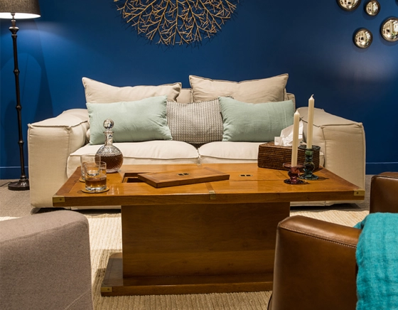 Table basse marine pliante bois teinte merisier