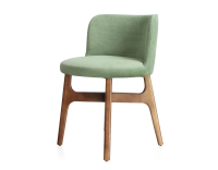 Designer chair cherry-stained wood green fabric seat Designer chair cherry-stained wood green fabric seat