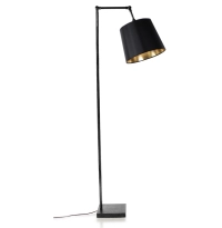 Lampadaire salon articulé noir abat jour noir intérieur doré Lampadaire salon articulé noir abat jour noir intérieur doré