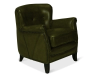 Fauteuil club cuir vert olive accoudoirs cloutés Fauteuil club cuir vert olive accoudoirs cloutés