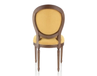 Chaise ancienne style Louis XVI bois teinte marron foncé et tissu jaune Chaise ancienne style Louis XVI bois teinte marron foncé et tissu jaune