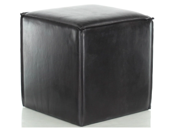 Leather pouffe black