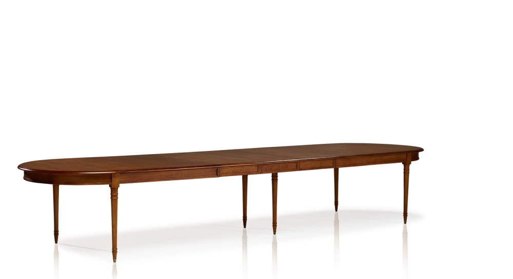 Table extensible Louis XVI allongée pour 14 à 20 personnes bois teinte ancienne avec 4 allonges 310x120 cm Table extensible Louis XVI allongée pour 14 à 20 personnes bois teinte ancienne avec 4 allonges 310x120 cm