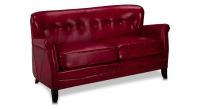 2 seater leather club sofa Bordeaux studded armrests 2 seater leather club sofa Bordeaux studded armrests