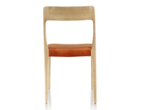 Scandinavian chair natural wood stain, terracotta velvet fabric seat Scandinavian chair natural wood stain, terracotta velvet fabric seat