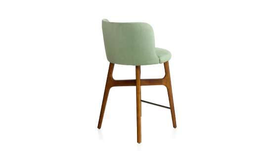 Taburete de bar h60 cm madera tinte cerezo asiento tejido verde
