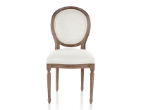 Chaise ancienne style Louis XVI bois teinte marron foncé et tissu beige naturel Chaise ancienne style Louis XVI bois teinte marron foncé et tissu beige naturel