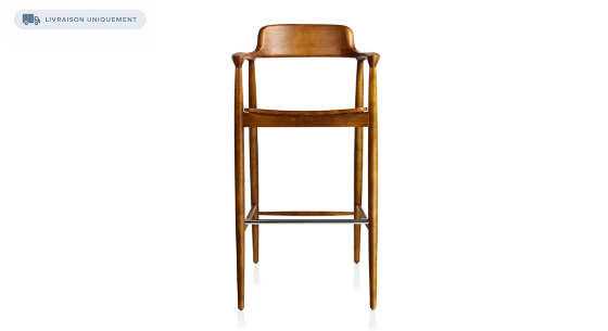 Tabouret de bar h80 cm bois teinte merisier