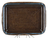 Rectangular Pyrex dish with brown rattan stand Rectangular Pyrex dish with brown rattan stand