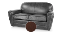 2 seater leather club sofa dark brown piped armrests 2 seater leather club sofa dark brown piped armrests