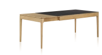 Table extensible 8 à 10 personnes en chêne et céramique allonges bois avec bois teinte naturelle et plateau céramique effet ardoise 180x90 cm Table extensible 8 à 10 personnes en chêne et céramique allonges bois avec bois teinte naturelle et plateau céramique effet ardoise 180x90 cm